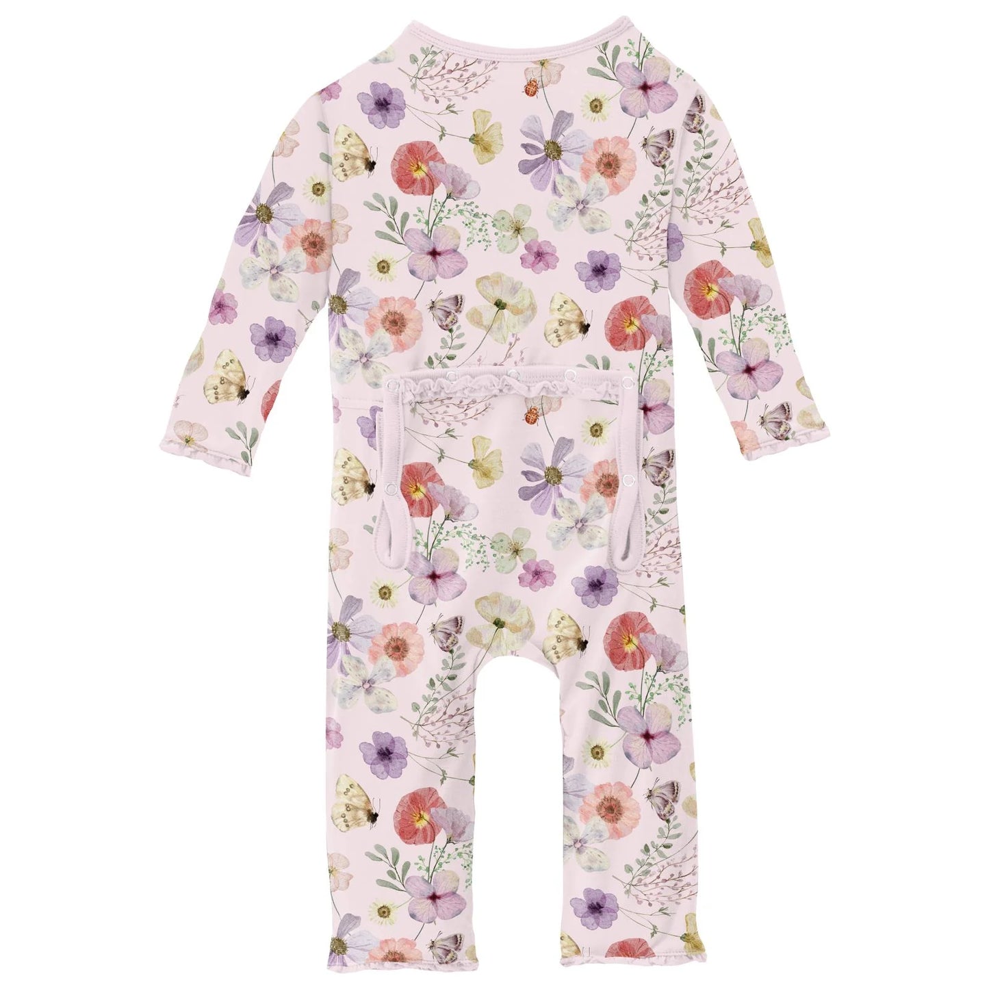 Muffin Ruffle Coverall w/2-Way Zip, Shrinking Violet Pressed Flowers