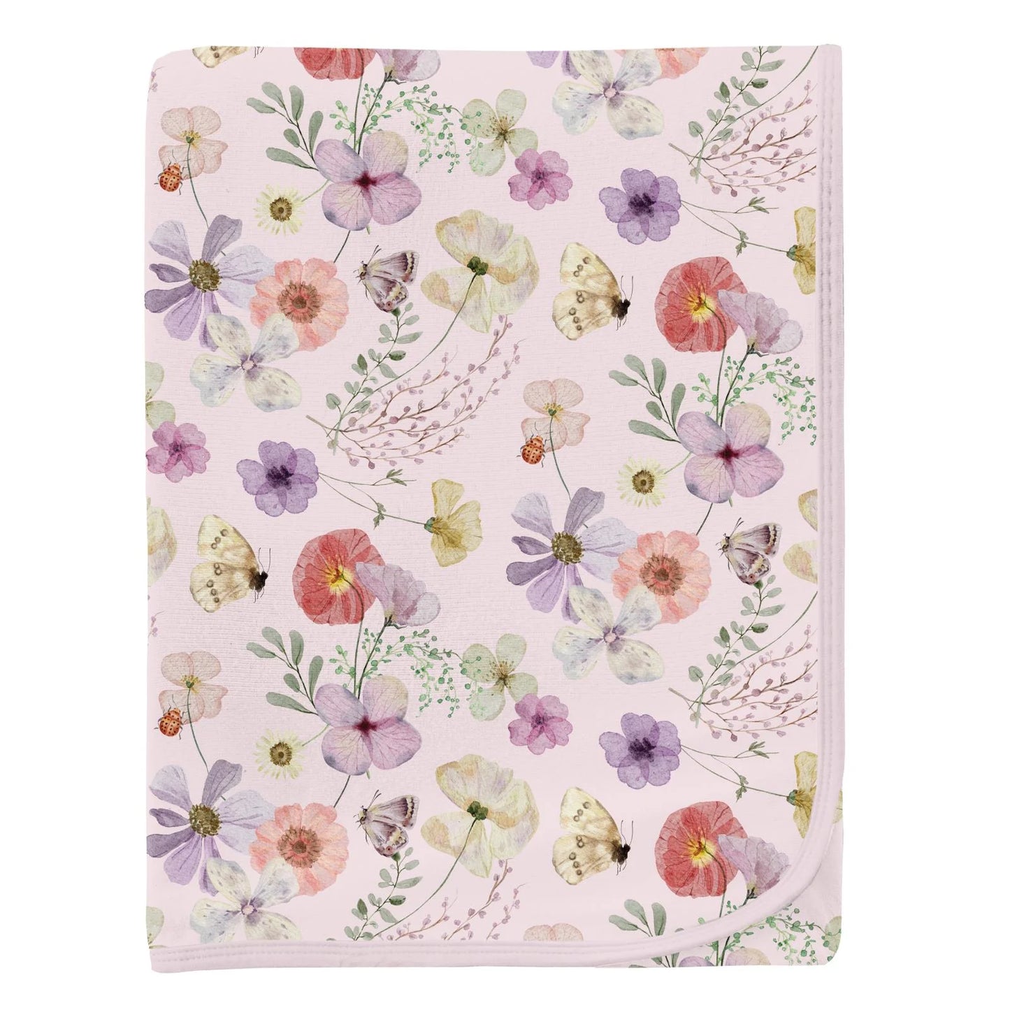 Swaddle Blanket, Shrinking Violet Pressed Flowers