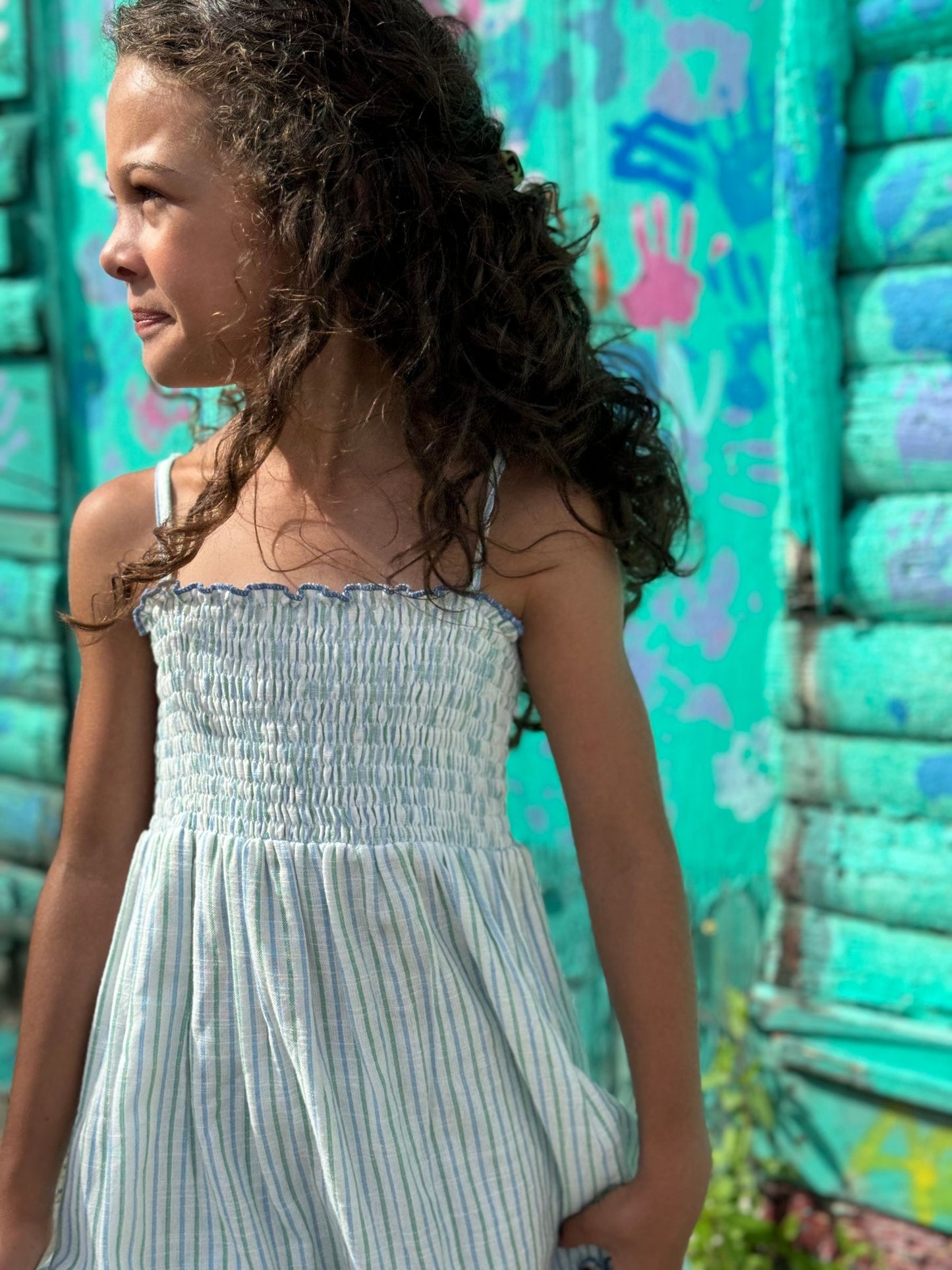 Shirred Strappy Sundress