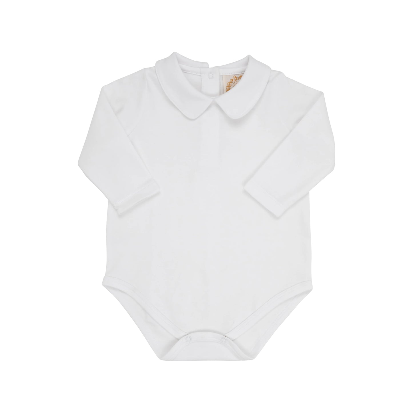 Peter Pan Collar L/S Onesie, Pima Cotton Knit, Worth Ave White