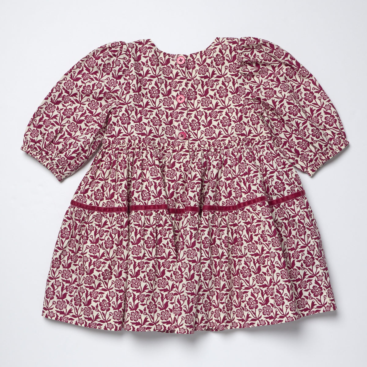 Maribelle Dress, Burgundy Climbing Floral
