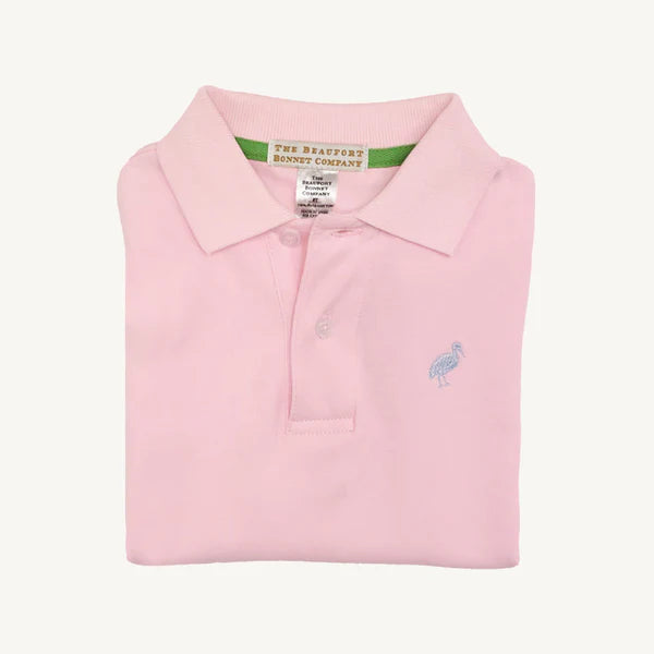 S/s Prim and Proper Polo, Palm Beach Pink/Buckhead Blue