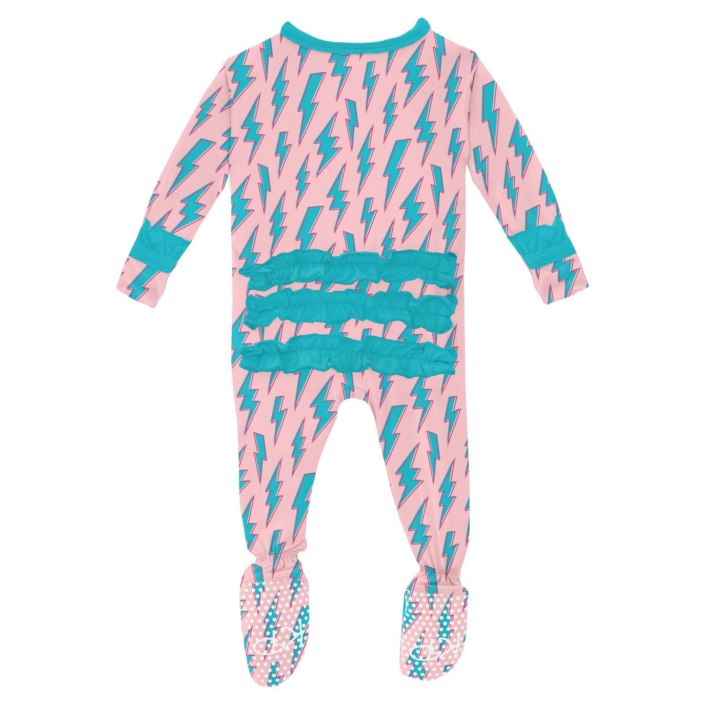 Ruffle Footie w/Zip, Lotus Lightening
