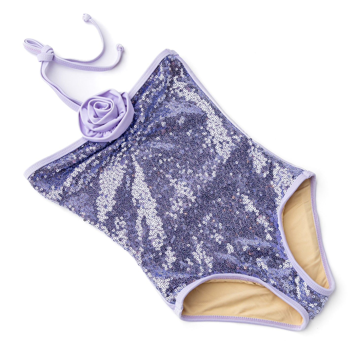 One Shoulder Sequin Swimsuit, Purple