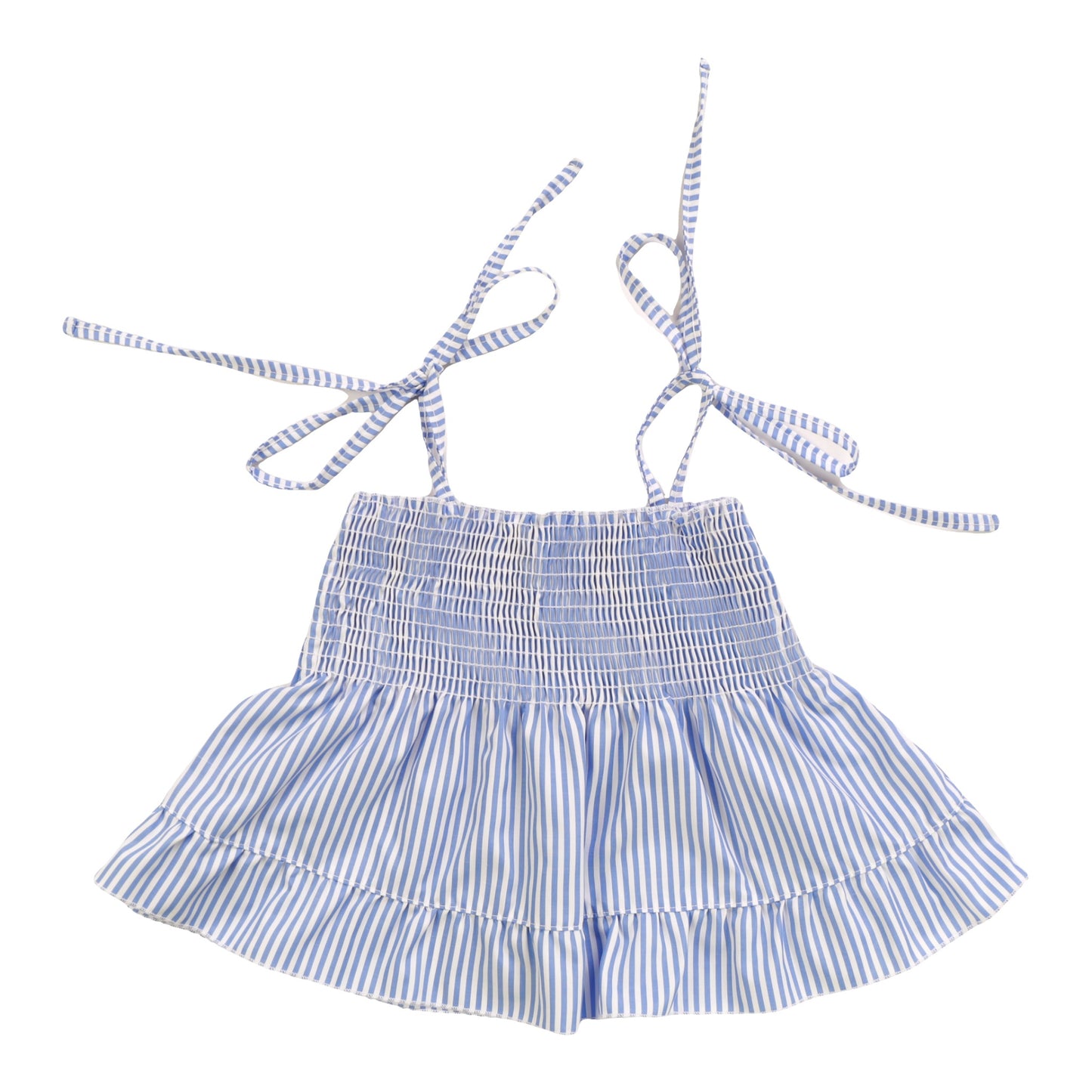 Smock Top w/Ties, Blue Stripes