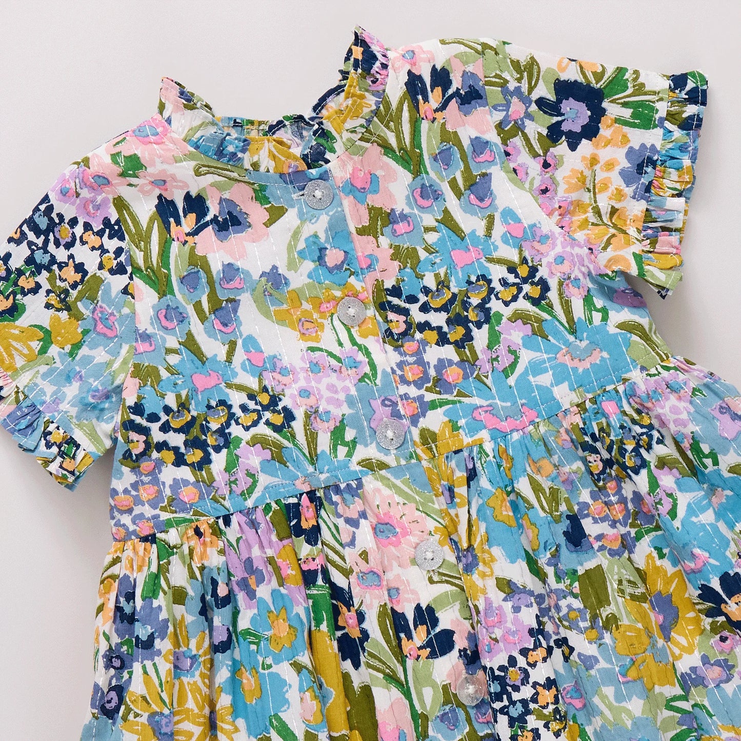 Autumn Dress, Blue Large Sketched Floral