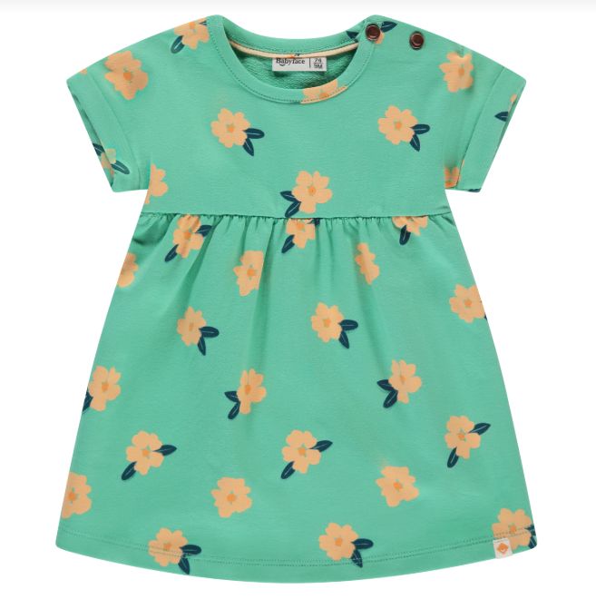 S/S Dress, Seafoam with Flowers