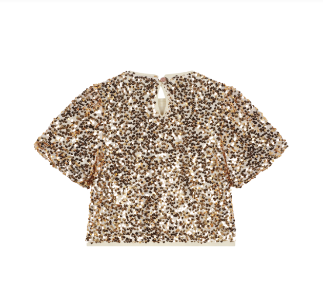 S/S Blouse, Gold Sequin
