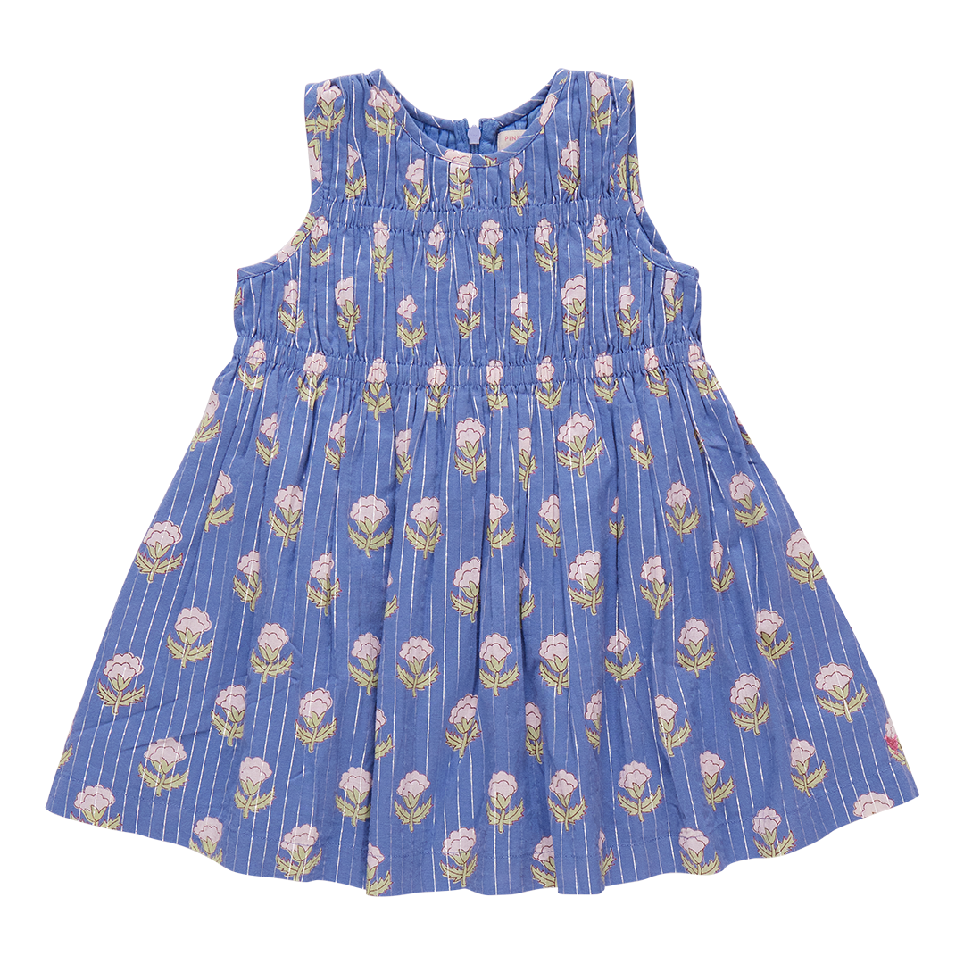 Sleeveless Waverly Dress, Periwinkle Small Bud