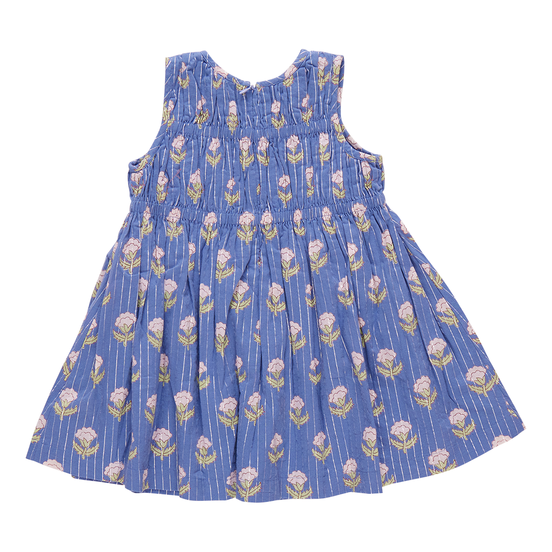 Sleeveless Waverly Dress, Periwinkle Small Bud