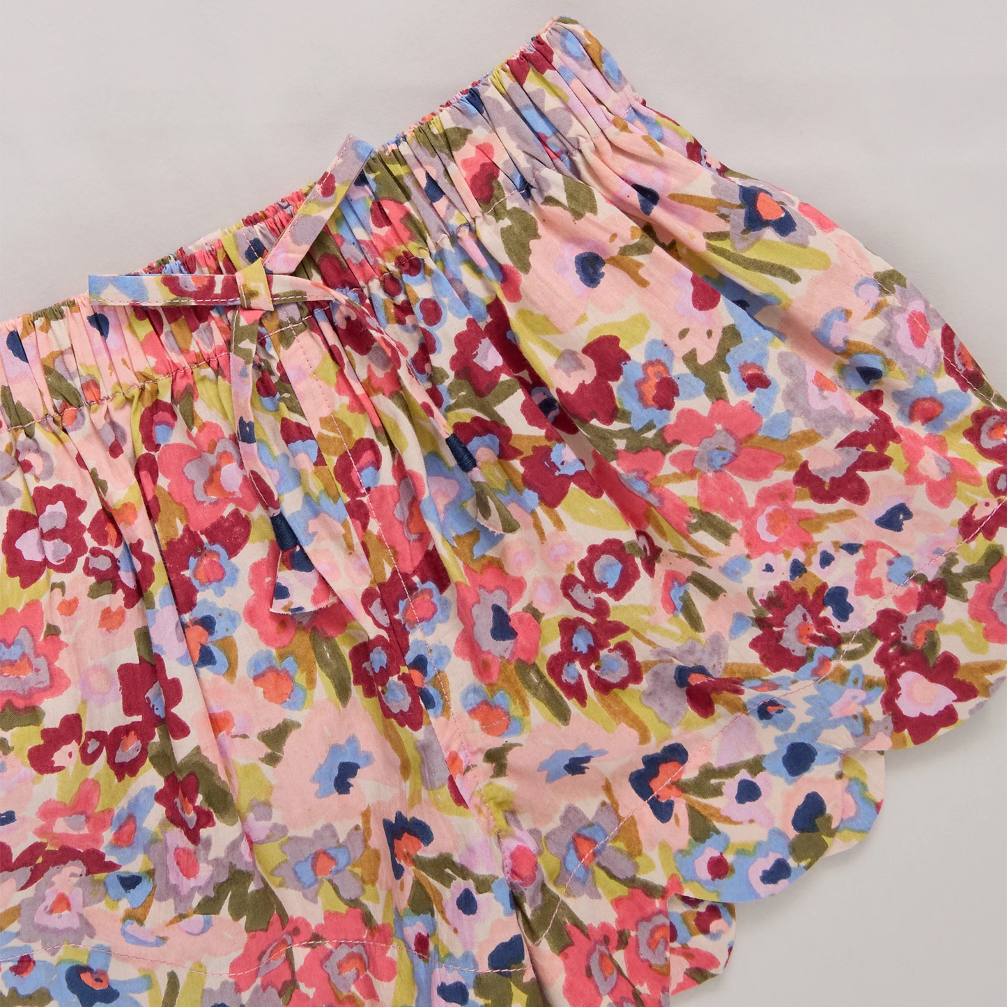 Scallop Short, Burgundy Sketched Floral