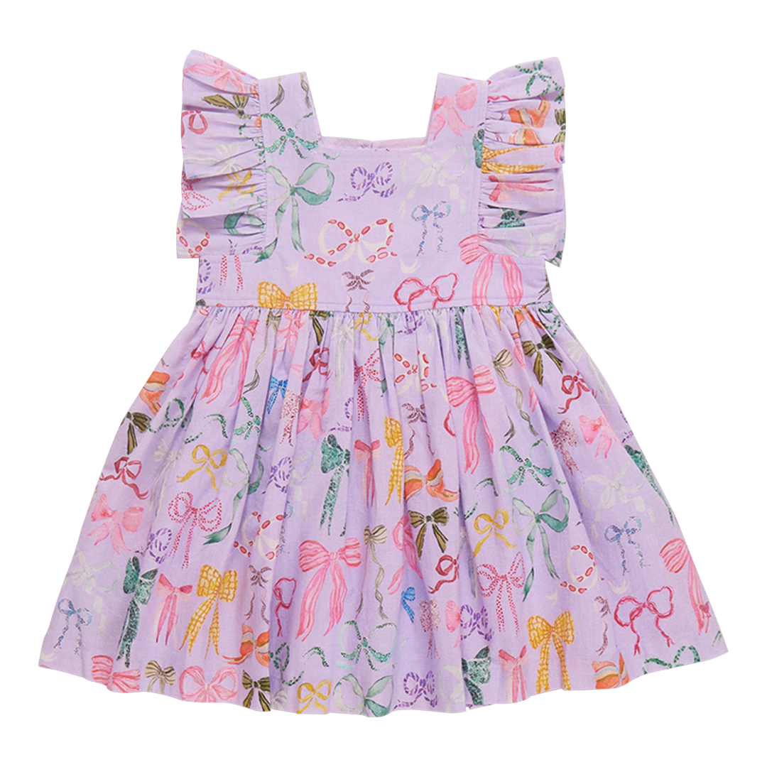 Elsie Dress, Lavender Watercolor Bows