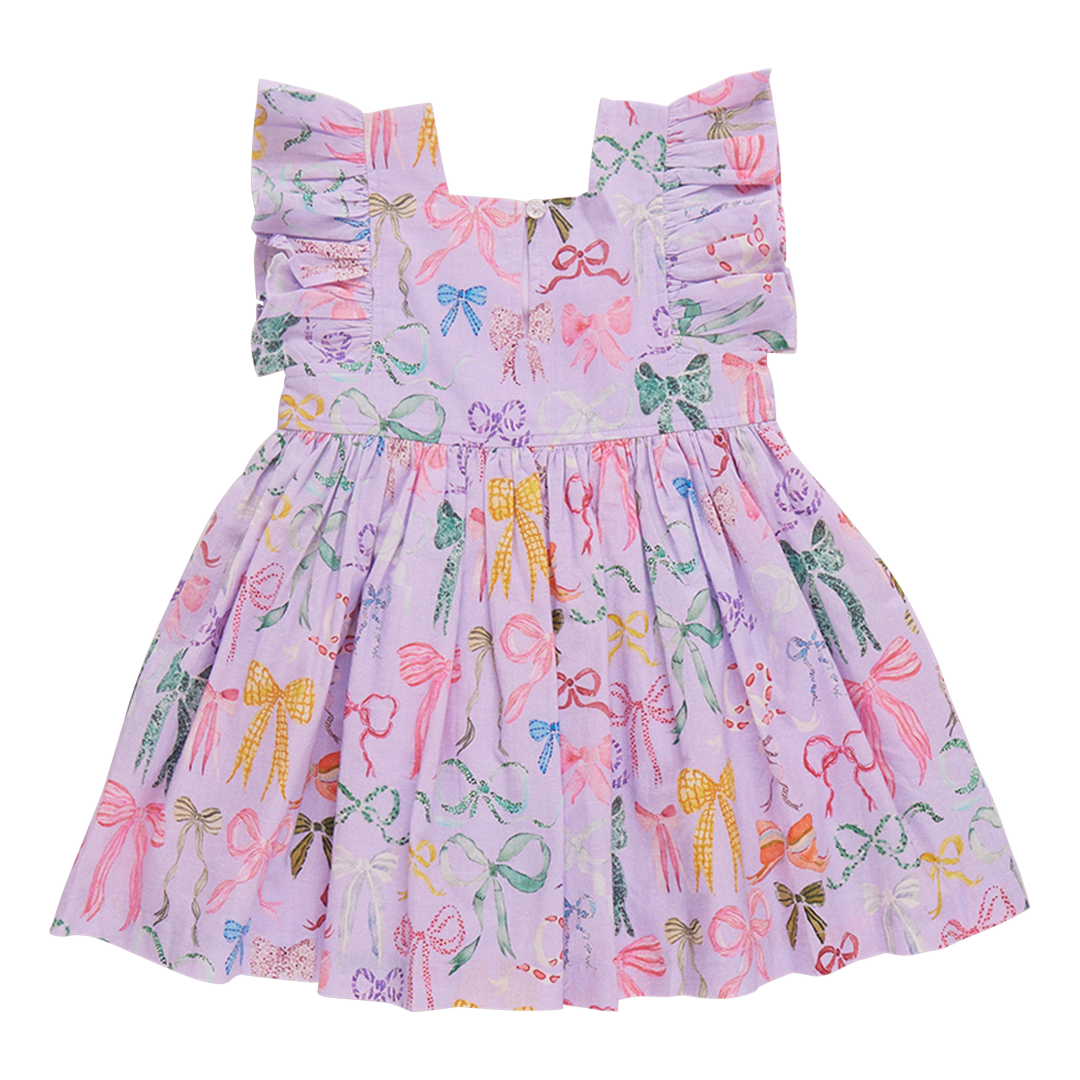 Elsie Dress, Lavender Watercolor Bows