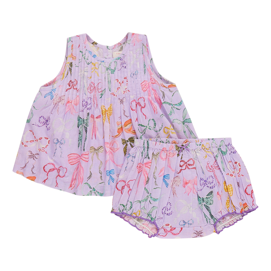 Jaipur Two-Piece Set, Lavender Watercolor Bows