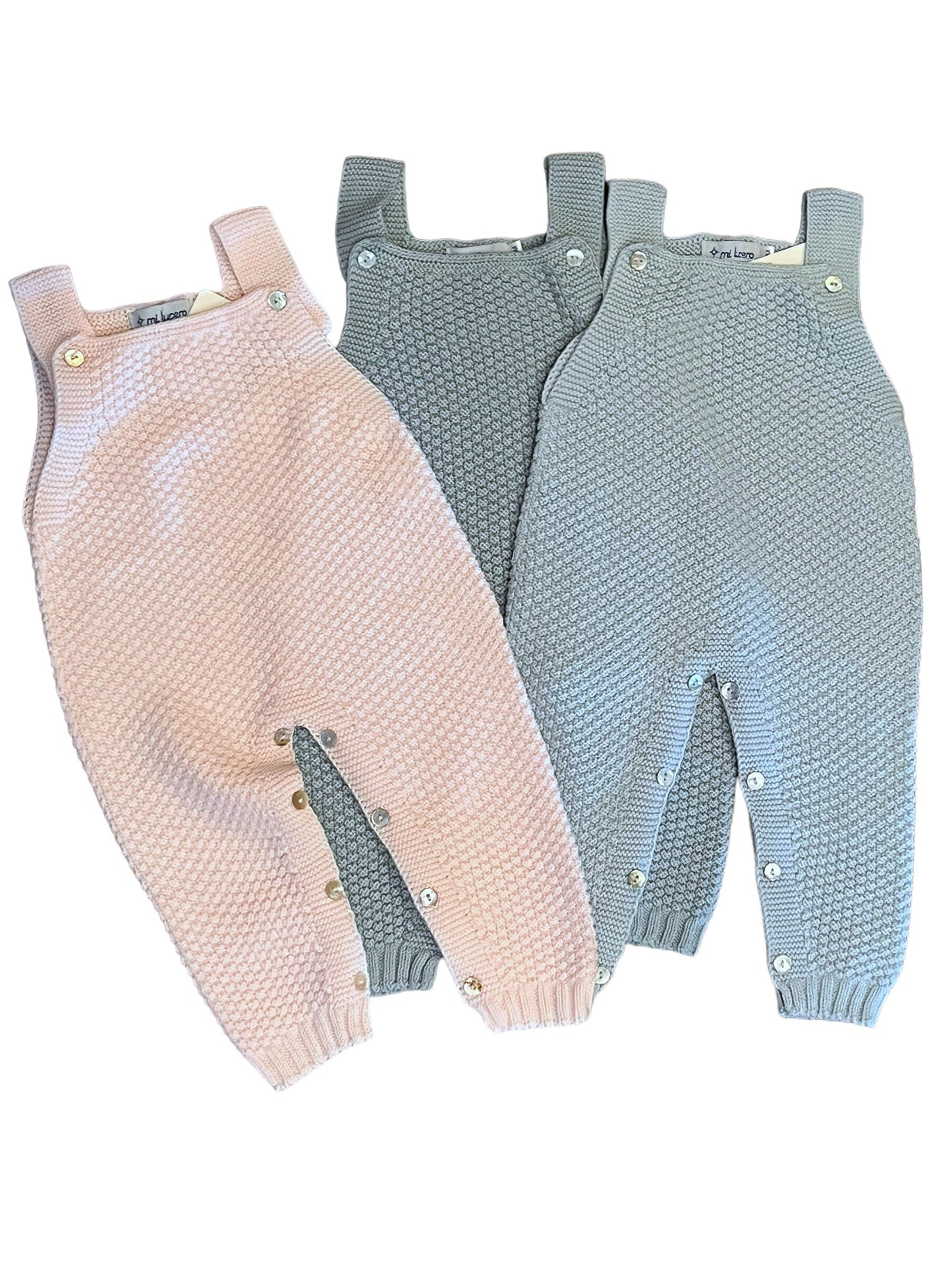 Rice Stitch Long Dungarees, Pink