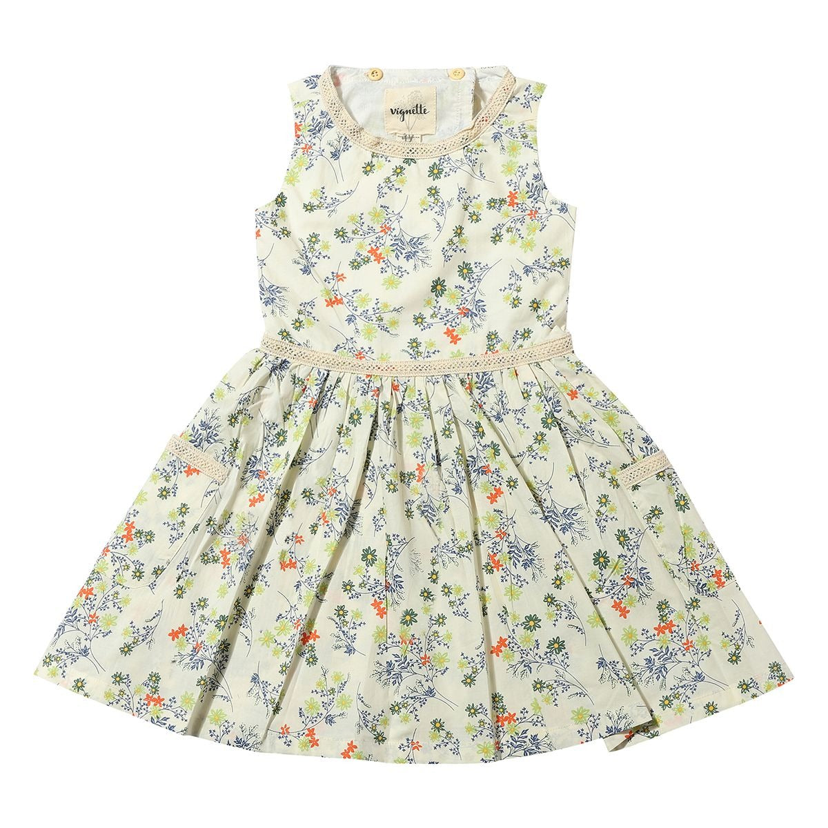 Nina Dress, Blue Meadow Flowers