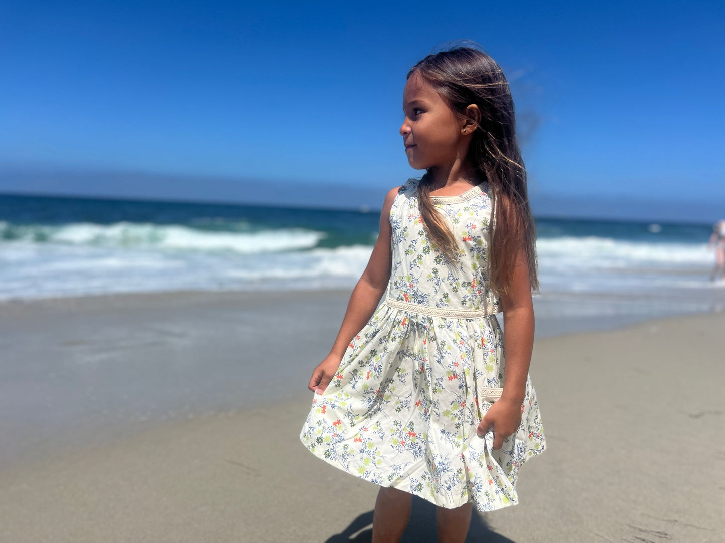 Nina Dress, Blue Meadow Flowers