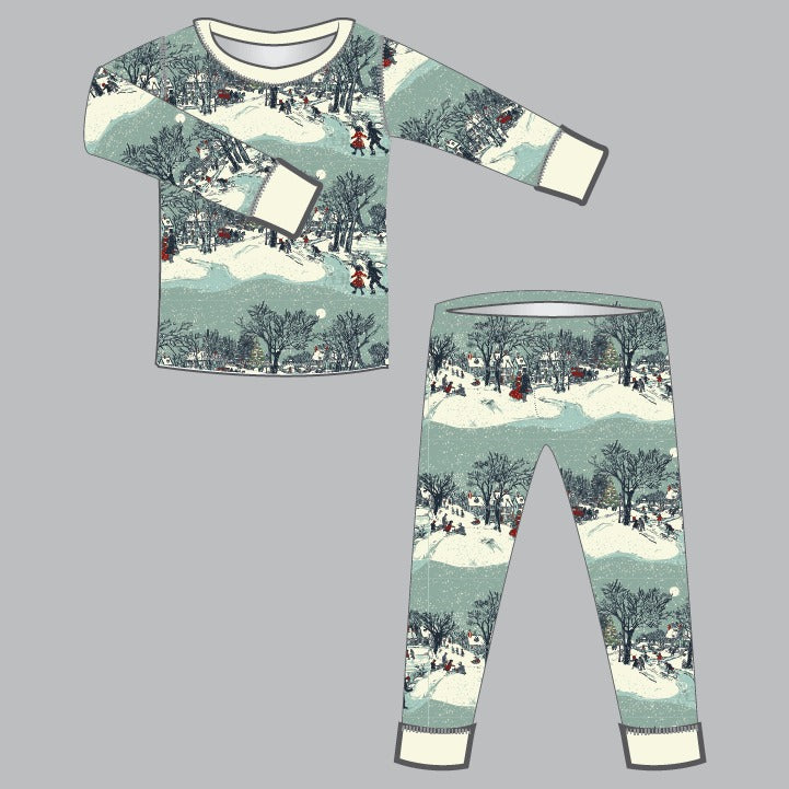 2-Pc Pajama Set, Christmas Village