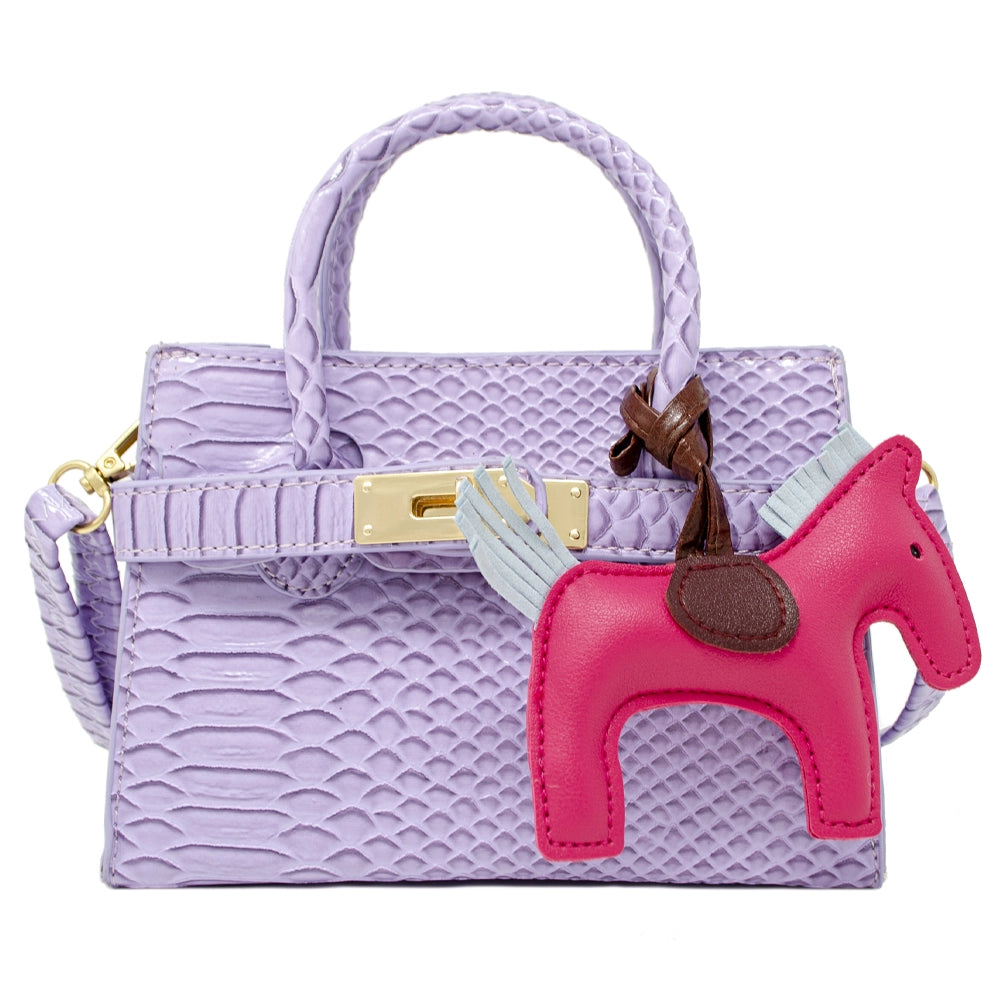 Crocodile Pony Handbag, Lavender