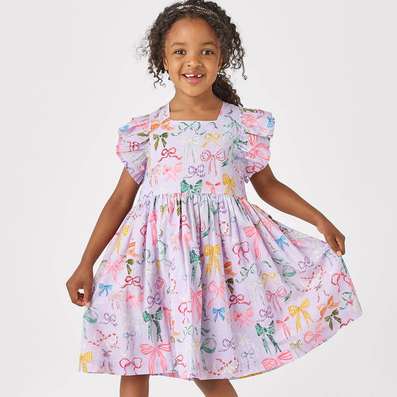 Elsie Dress, Lavender Watercolor Bows