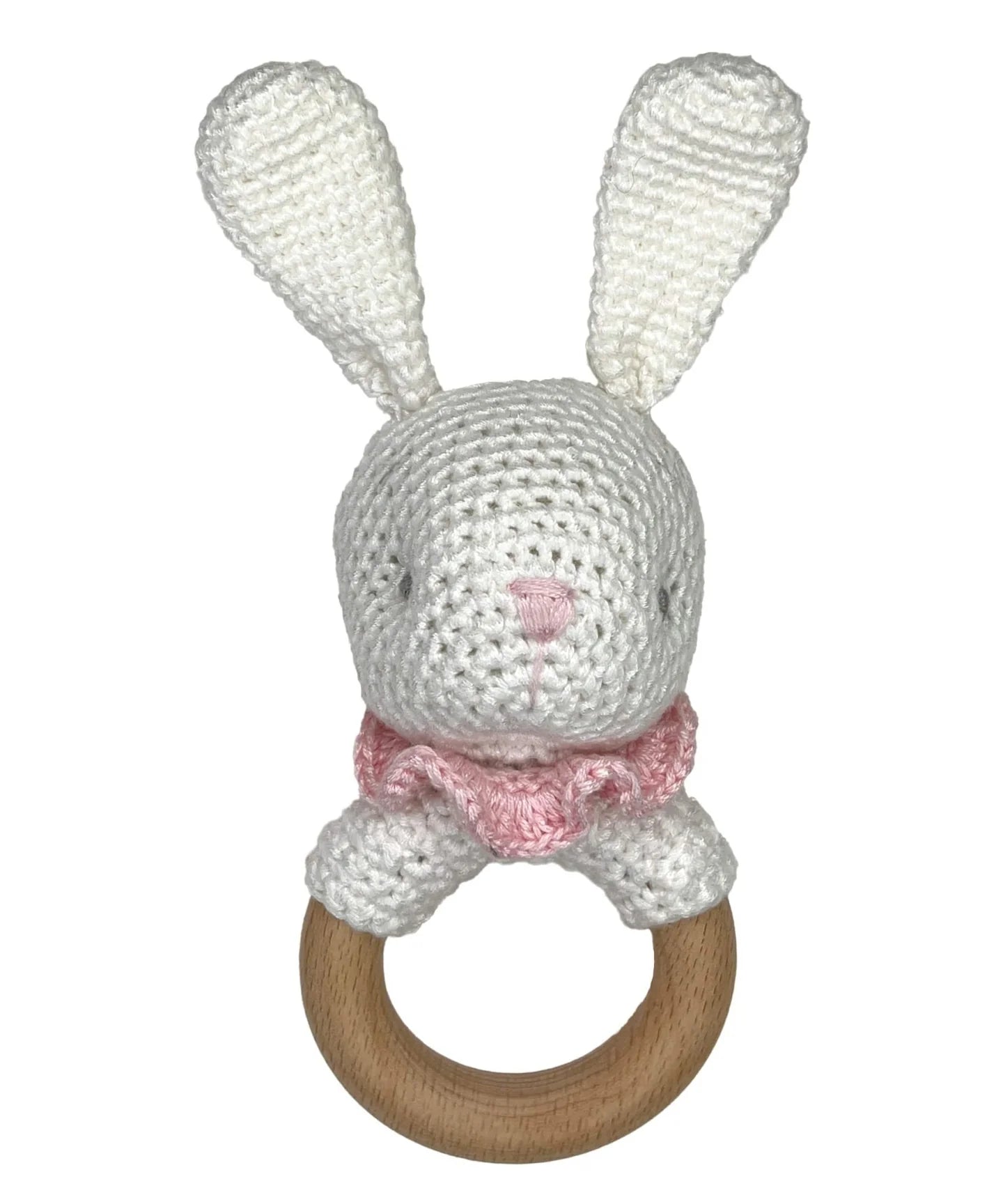 Bunny Woodring Rattle, Pink