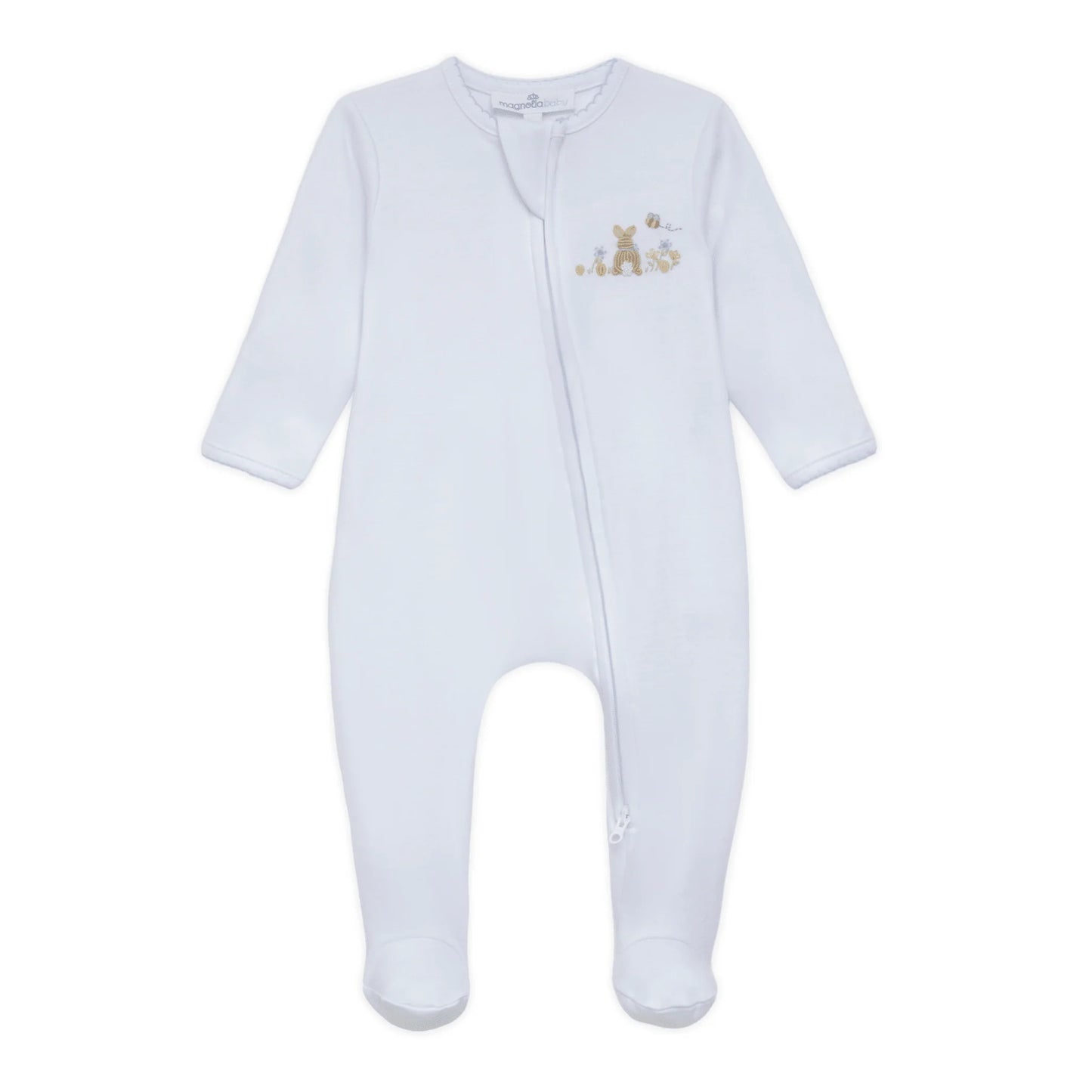 Zip Footie, Bunny's Basket, Blue