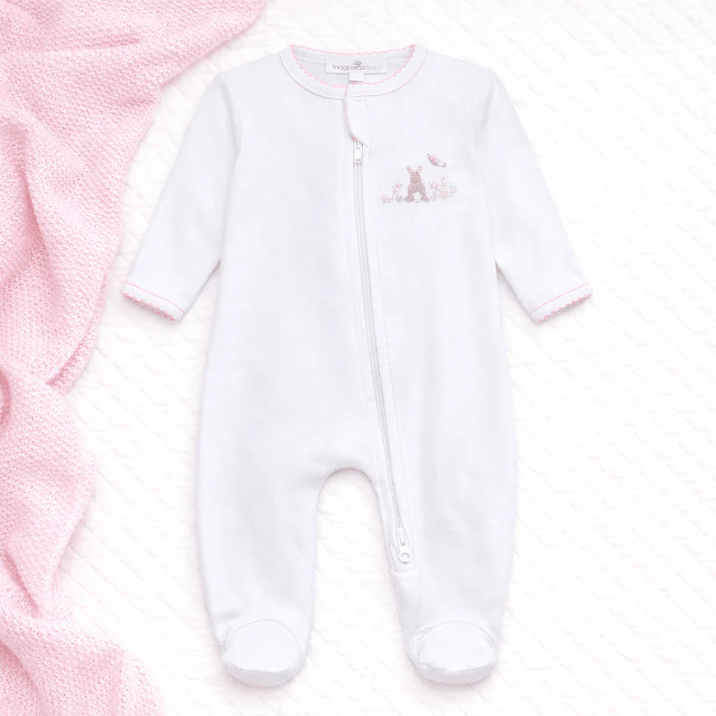 Zip Footie, Bunny's Basket, Pink