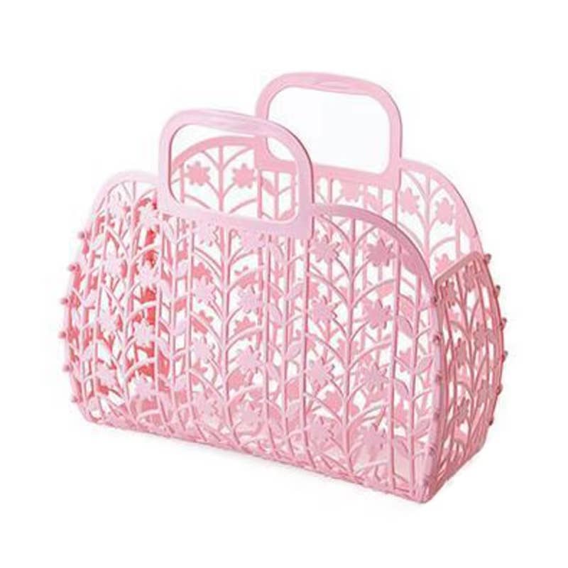 Leafy Basket Tote, Pink