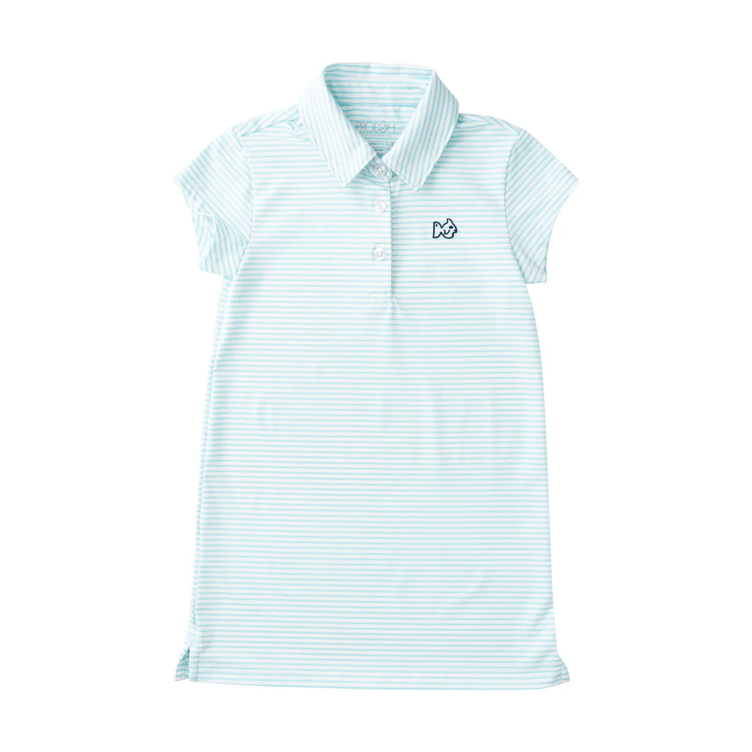 S/S Pro Performance Polo Dress, Aruba Blue Stripe