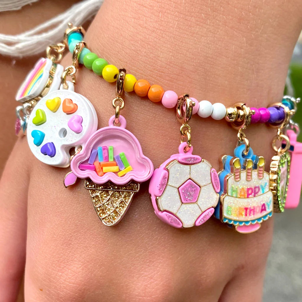 Charm It! Gold Rainbow Stretch Bead Bracelet