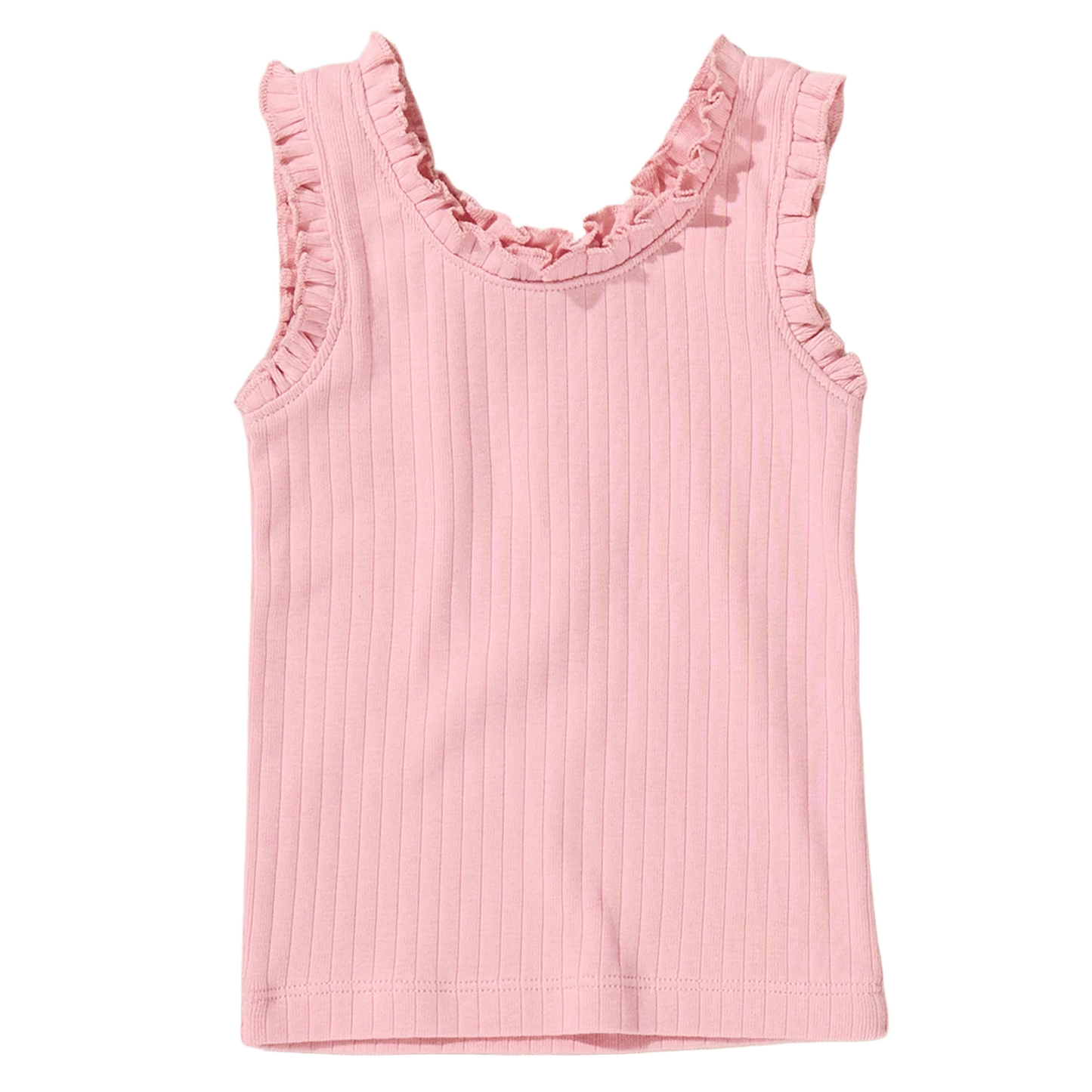Joy Ruffle Rib Tank, Pink