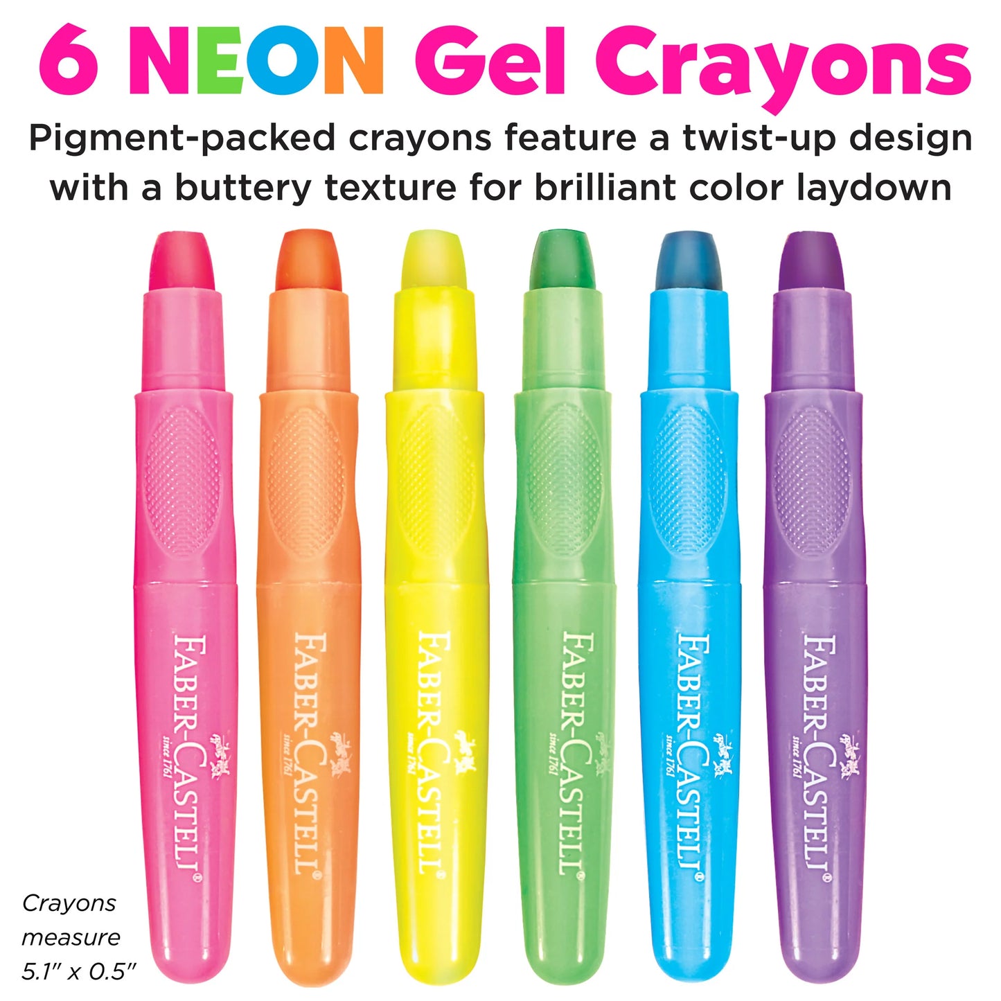 6ct Neon Gel Crayons