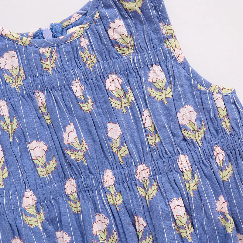 Sleeveless Waverly Dress, Periwinkle Small Bud