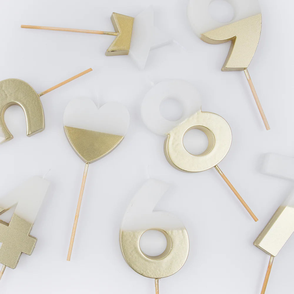 Gold Dipped Number Candle (0-9)