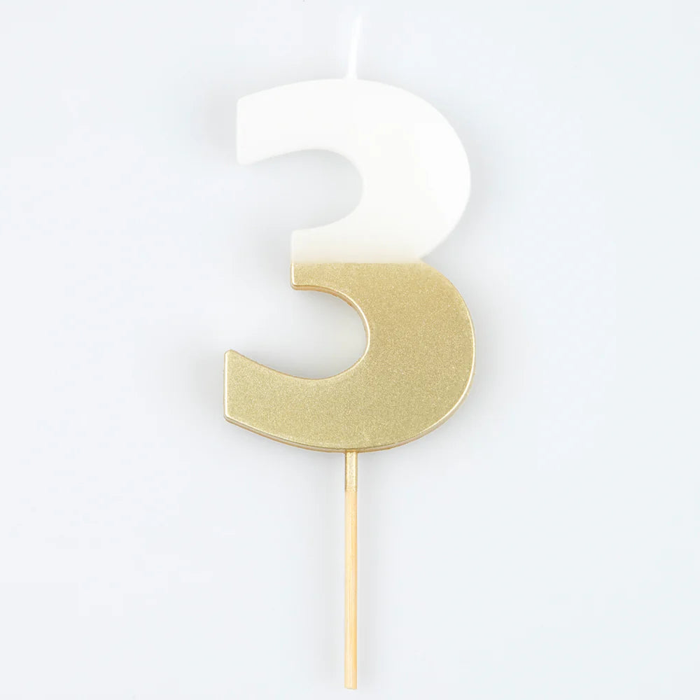 Gold Dipped Number Candle (0-9)