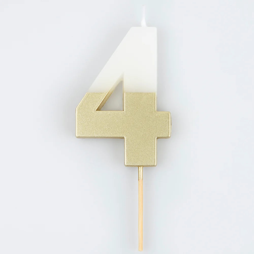 Gold Dipped Number Candle (0-9)