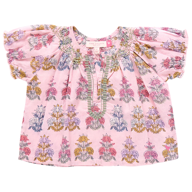 Ava Top, Small Pink Flowerette