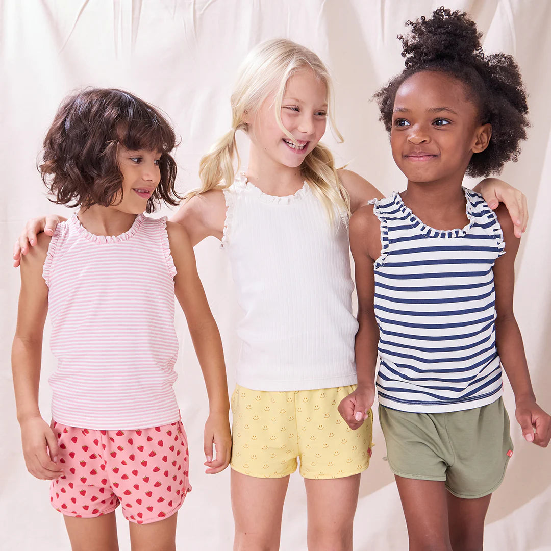 Joy Ruffle Rib Tank, Cream