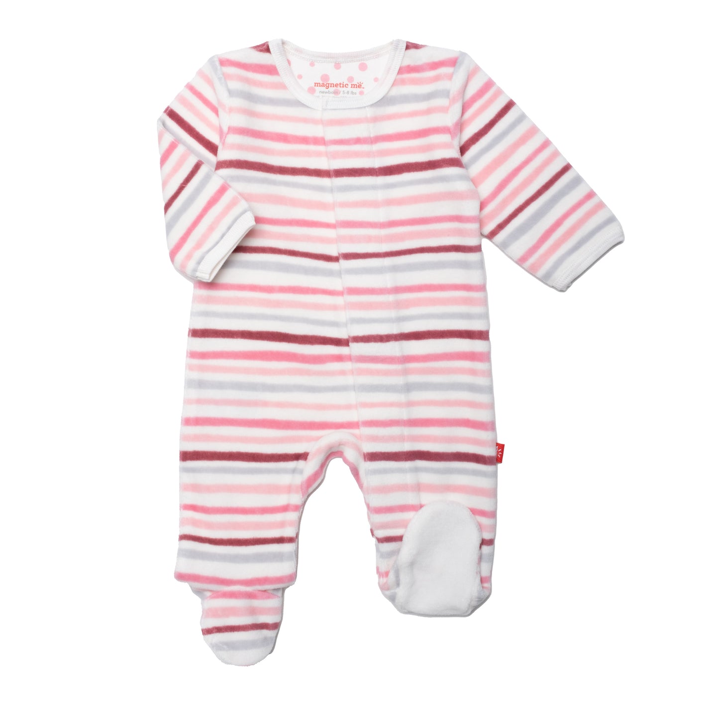 Velour Footie, Multi Stripes Pink