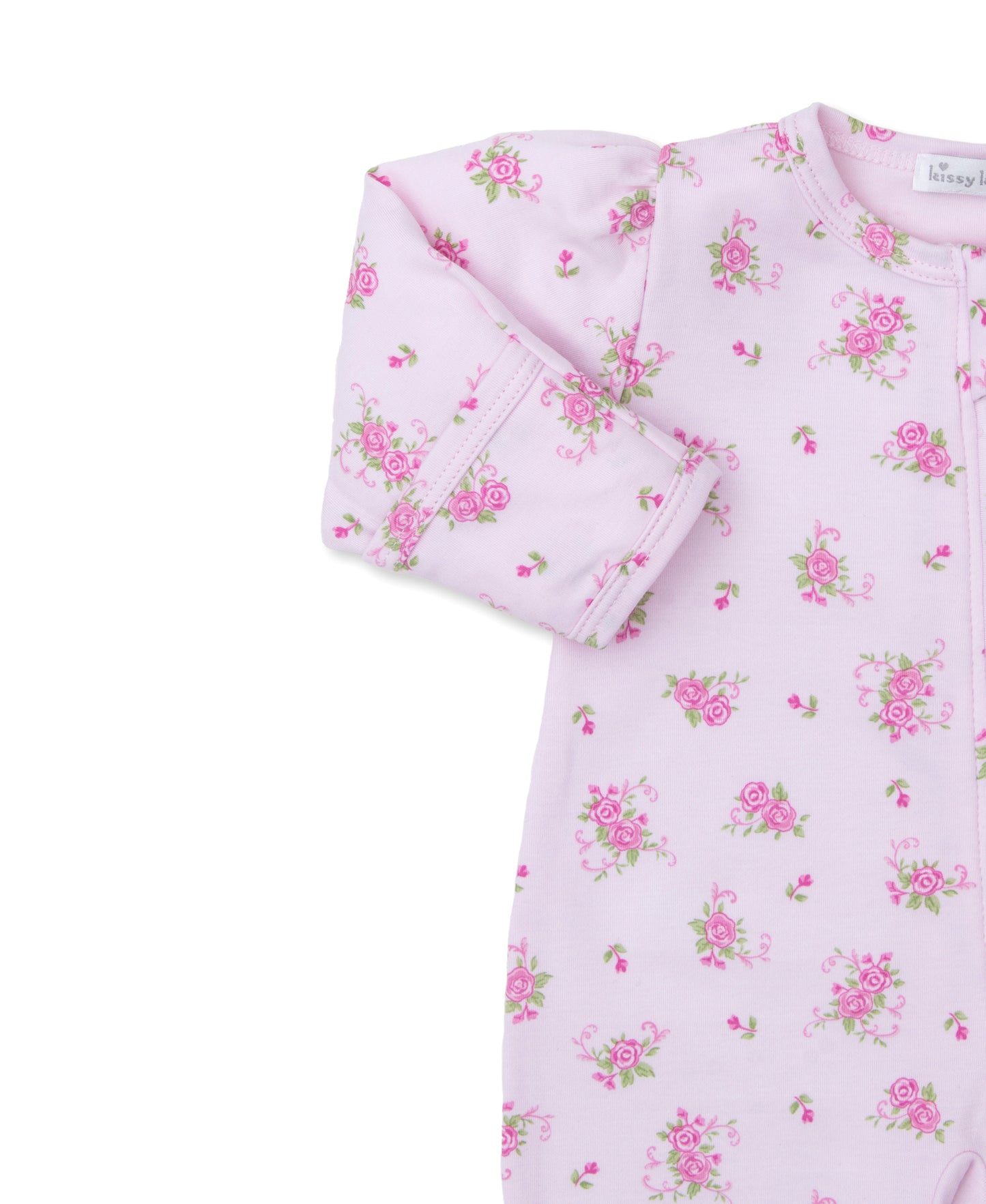 Footie w/Zip, Pink Rose Scrolls