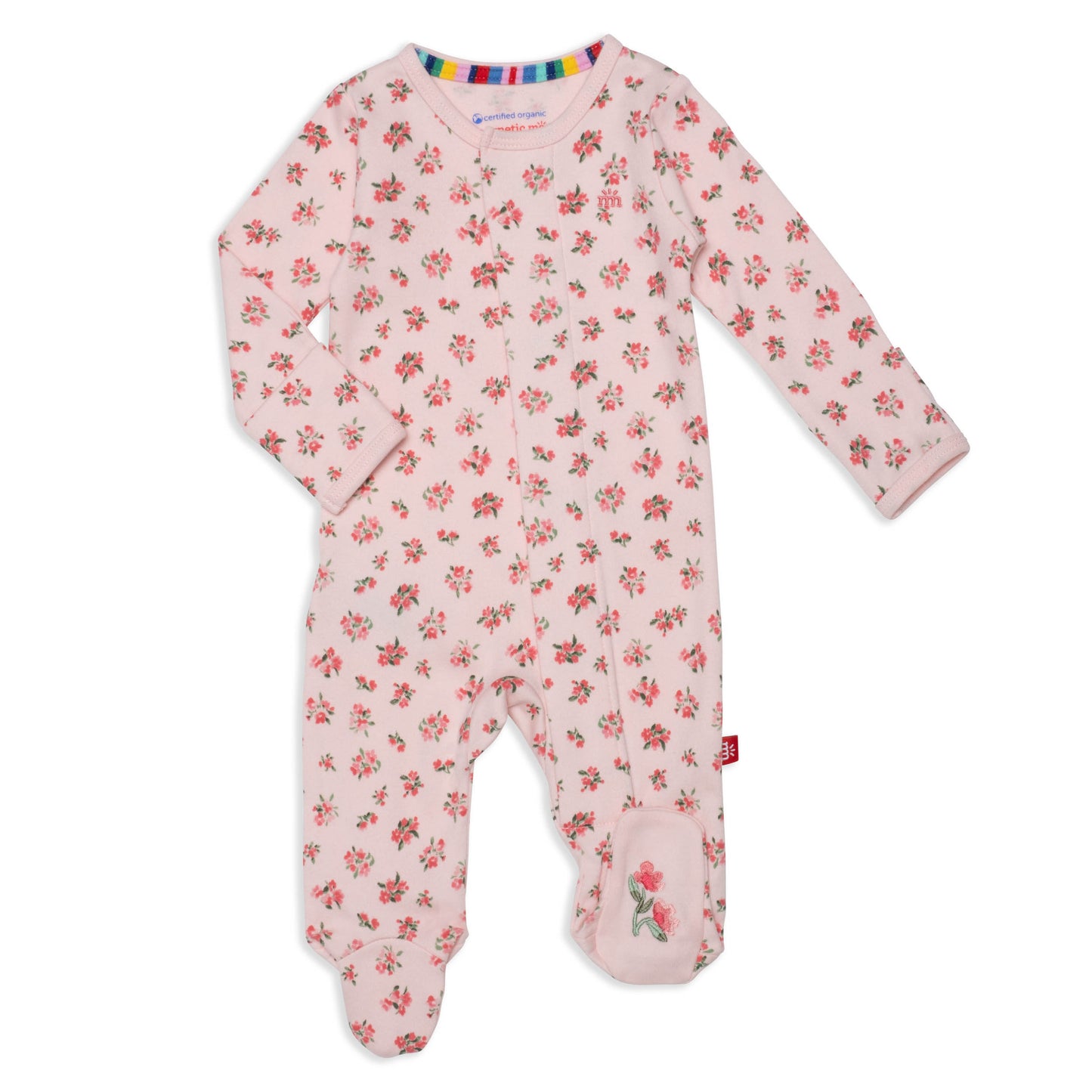 Org. Cotton Footie, Bouquet de Fleurs