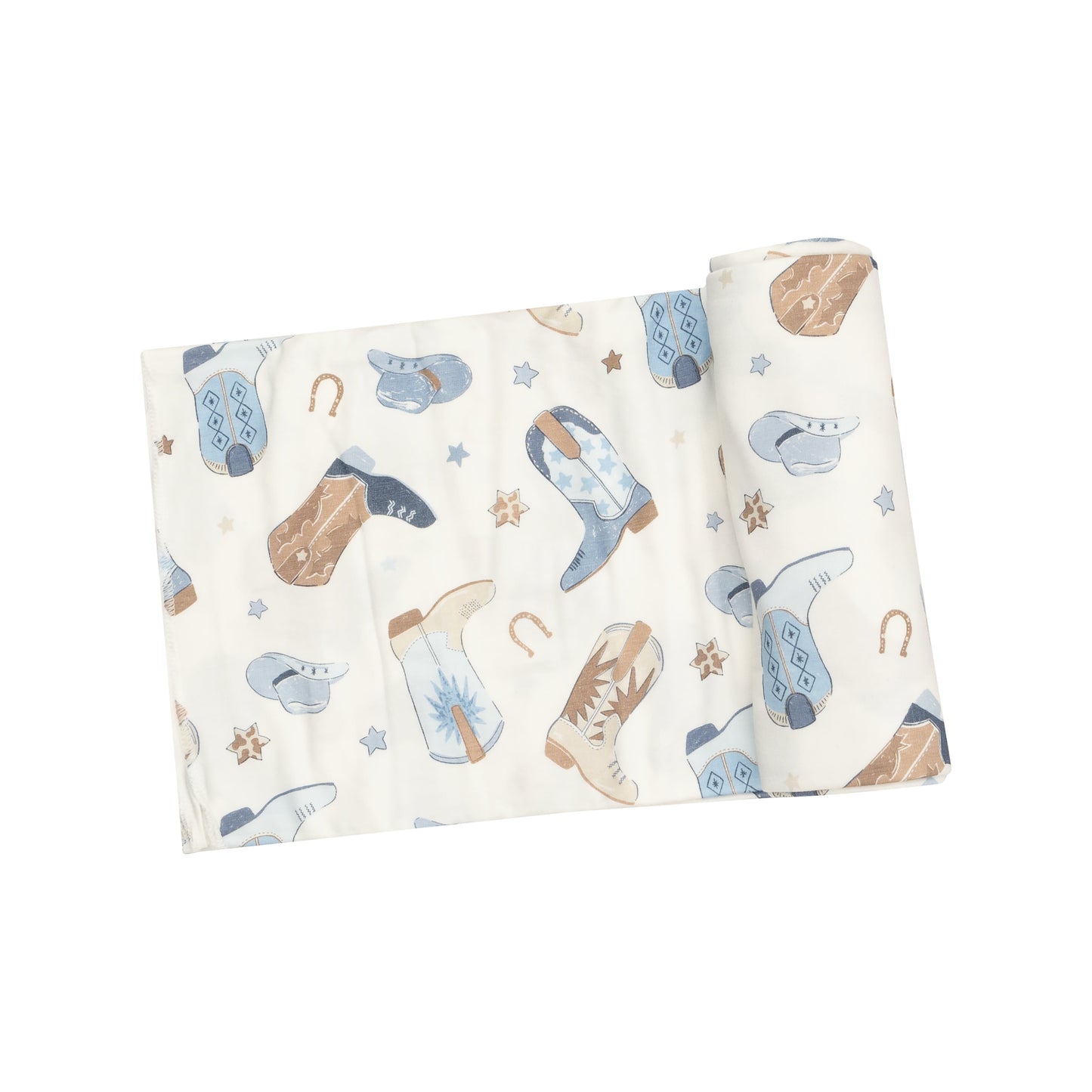 Swaddle Blanket, Cowboy Boots, Blue
