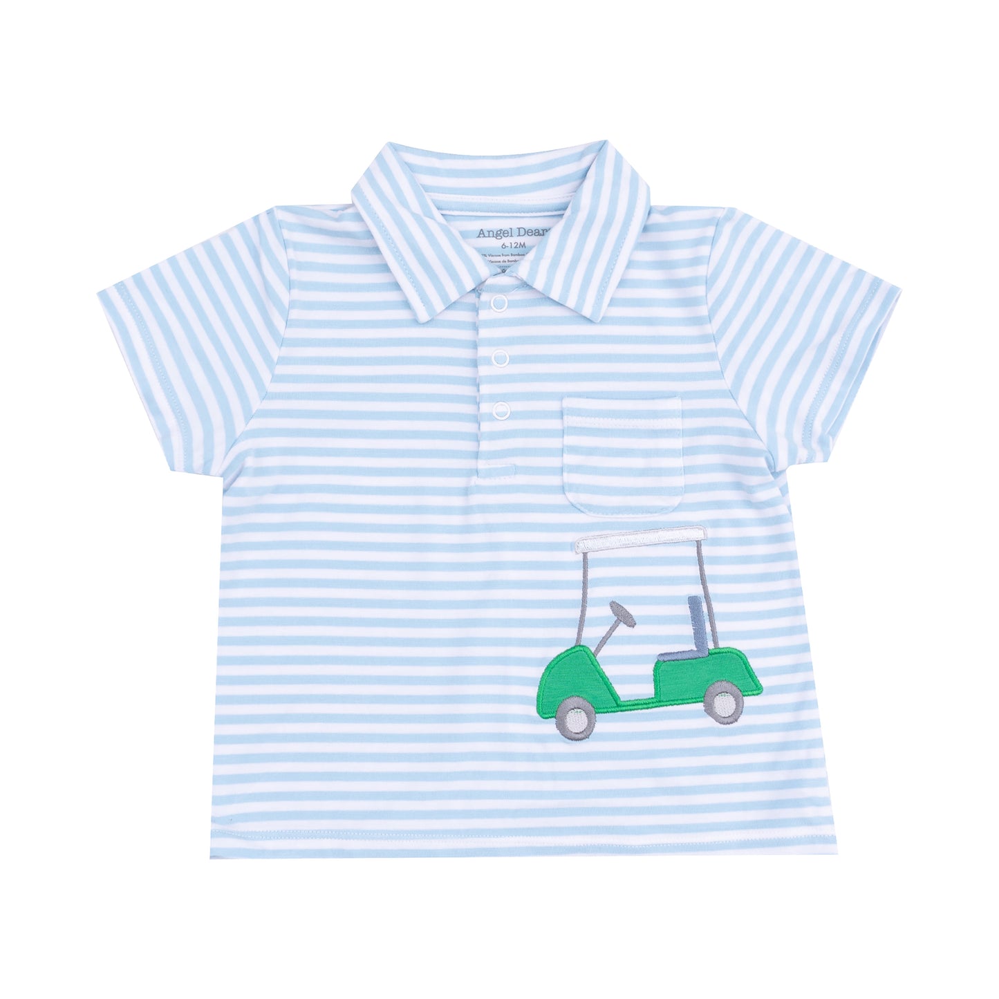 Golf Blue Stripe Applique Polo Shirt & Bamboo Short