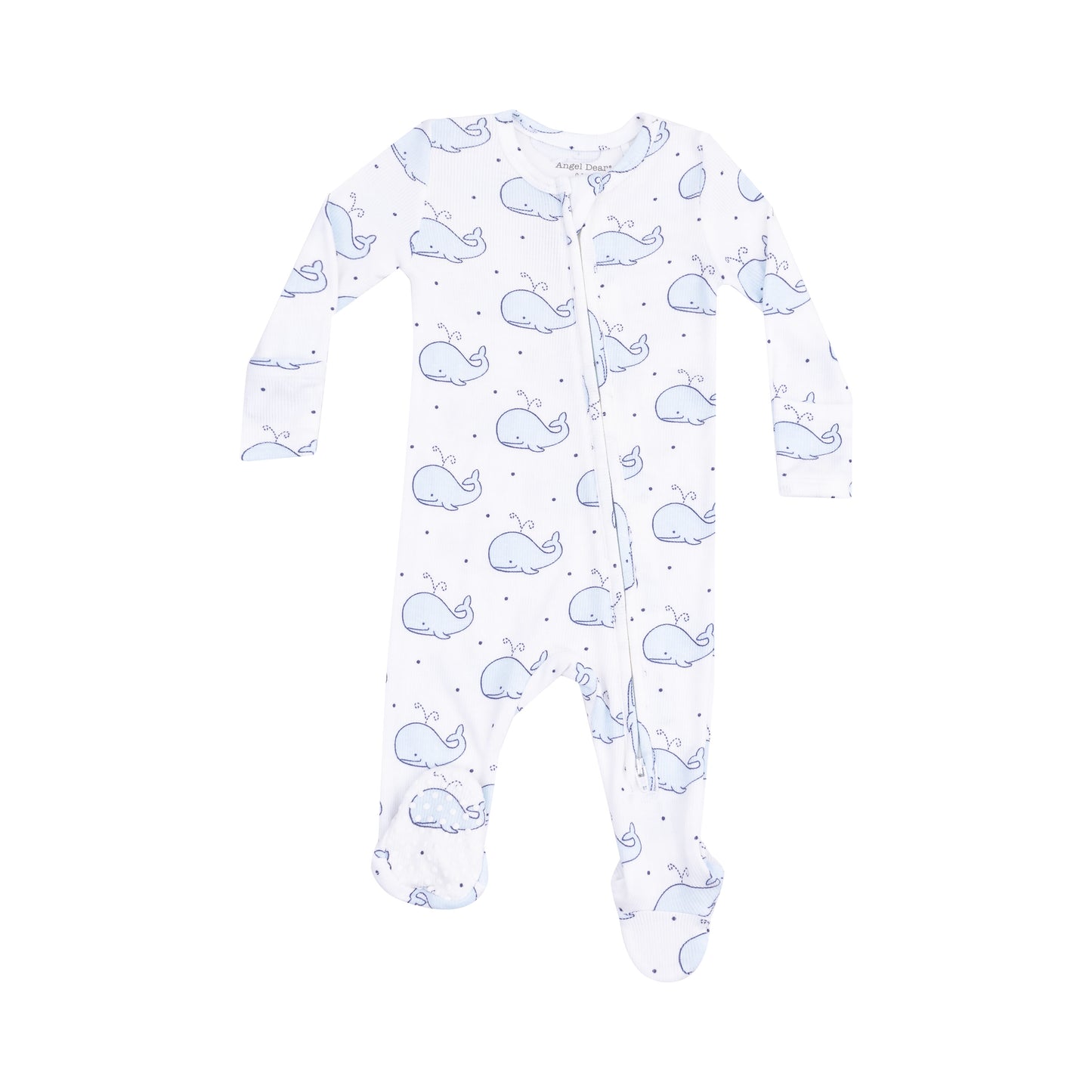 2 Way Zip Footie, Ribbed Bubbly Whale