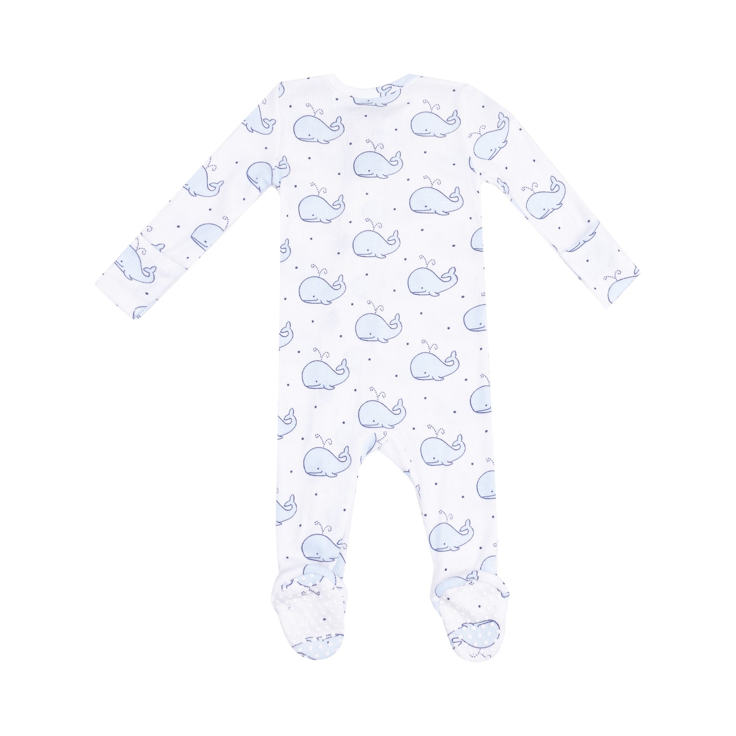 2 Way Zip Footie, Ribbed Bubbly Whale