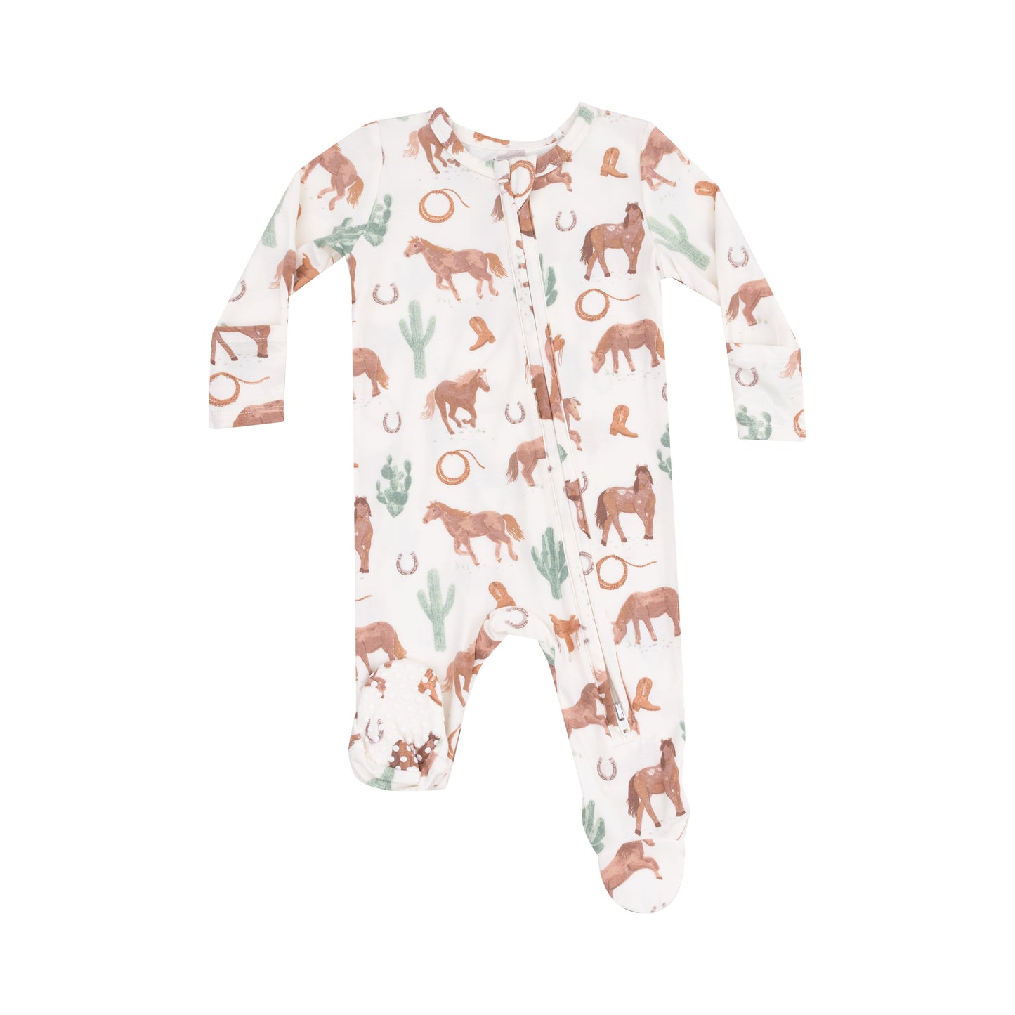 2 Way Zip Footie, Western Horses