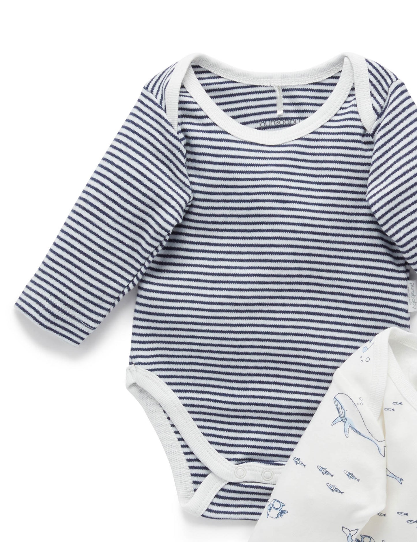 Easy Neck L/S Bodysuit, Navy Stripe