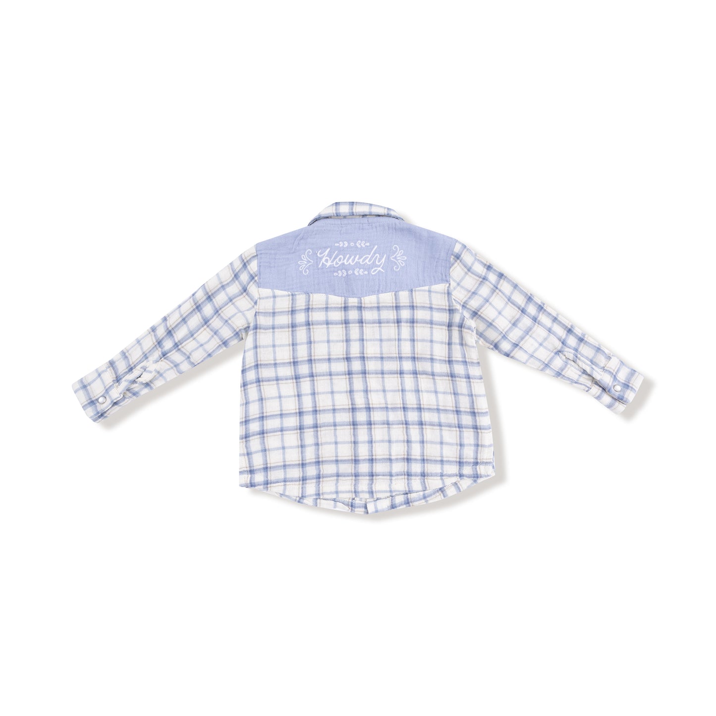 L/S Western Pearl Snap Shirt, Howdy Emb., Blue