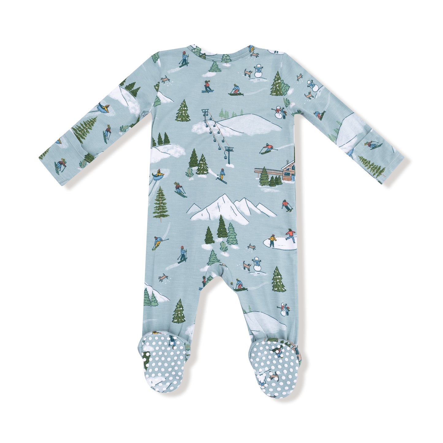 2-Way Zipper Footie, Winter Fun Skiers