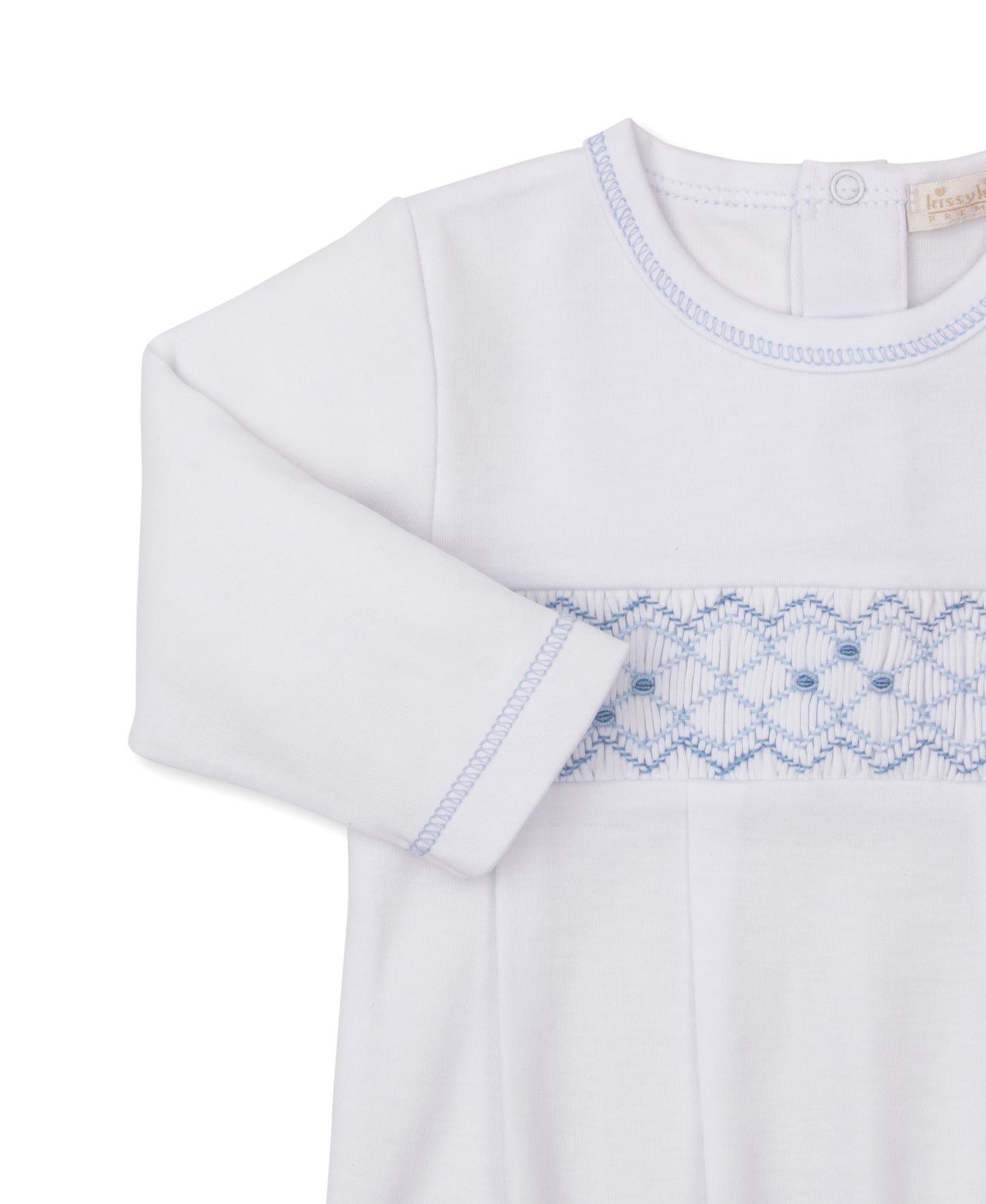 Gown w/Hand Smock, CLB Summer, White/Blue